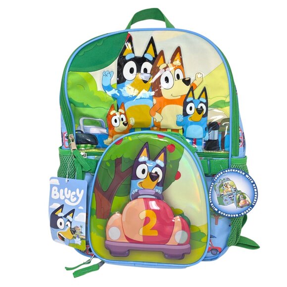 Bluey Kids Laptop Backpack 17" Set with Matching Lunch Tote Bag Adjustable Strap - Picture 1 of 10